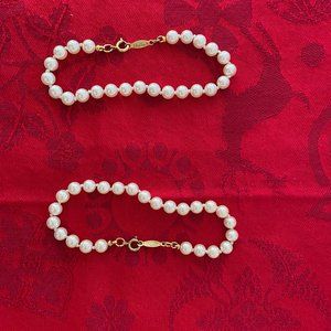 2 VINTAGE NAPIER FAUX PEARL BRACELETS